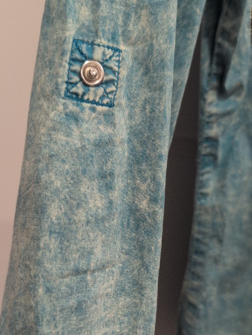 Roar Teal Washed Denim Embroidered Shirt Jacket - Picture 9 of 13